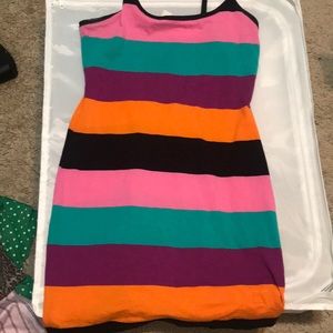 Spaghetti strap multi color mini dress